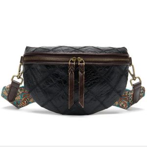 Sac banane femme cuir patchwork