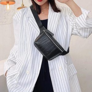 sac banane cuir crocodile