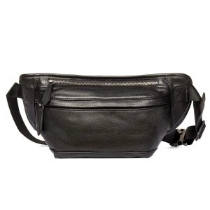 sac banane homme cuir noir