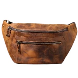 Grand sac banane homme luxe vintage en cuir sophistiqué