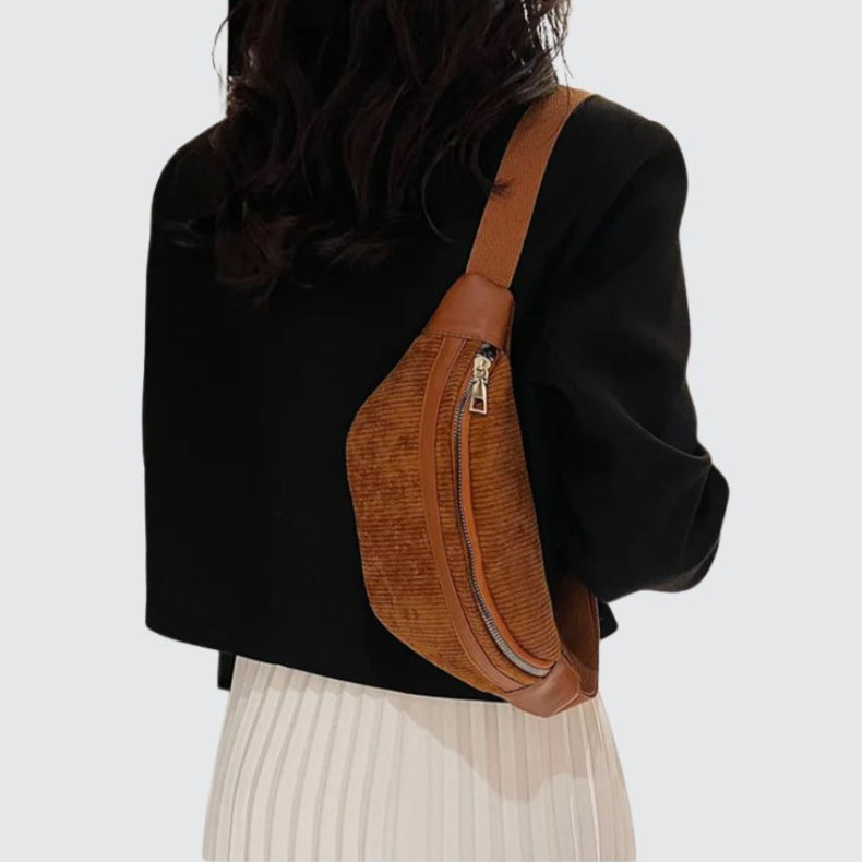 sac banane velours côtelé chic