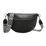 Grand sac banane femme en cuir noir élégant pour accessoires mode