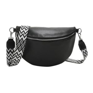 grand sac banane en cuir noir