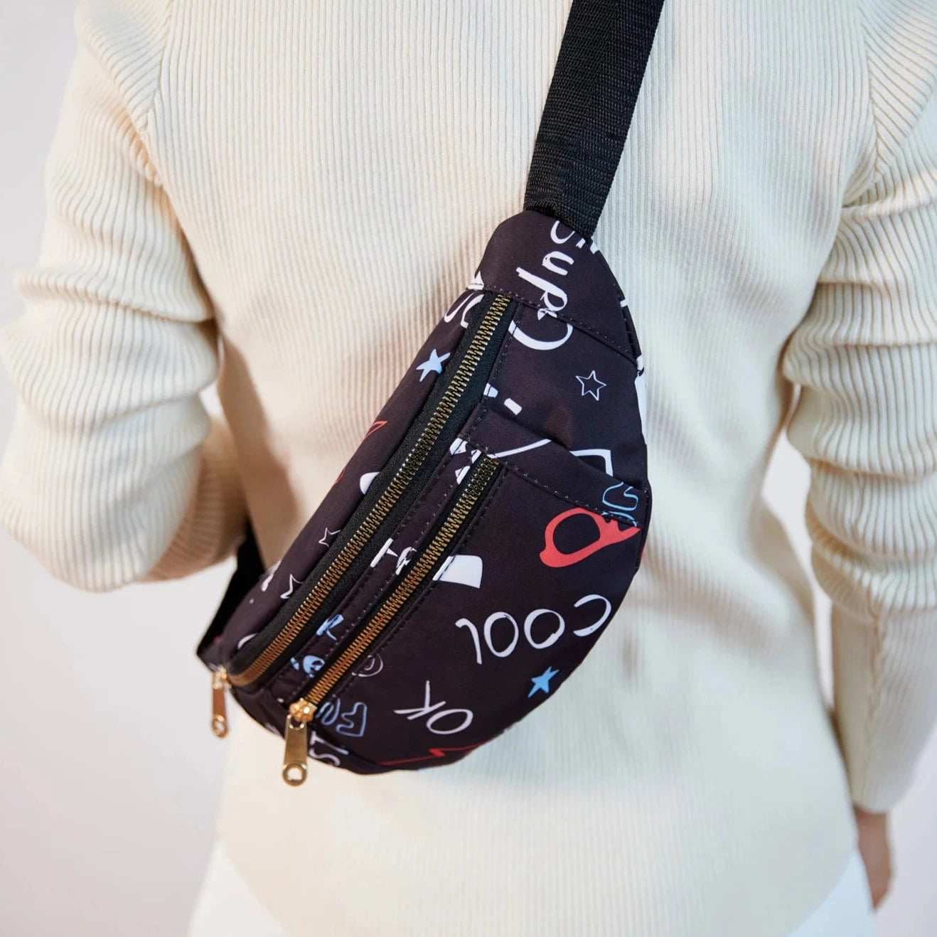 sac banane tissu à motifs