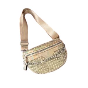 Sac banane bandoulière femme brillant en cuir métallique