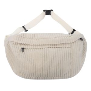 Détails du sac banane XL en velours côtelé avec fermeture robuste
