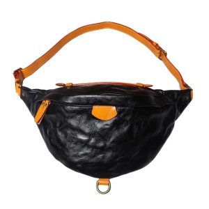 sac banane homme cuir froissé