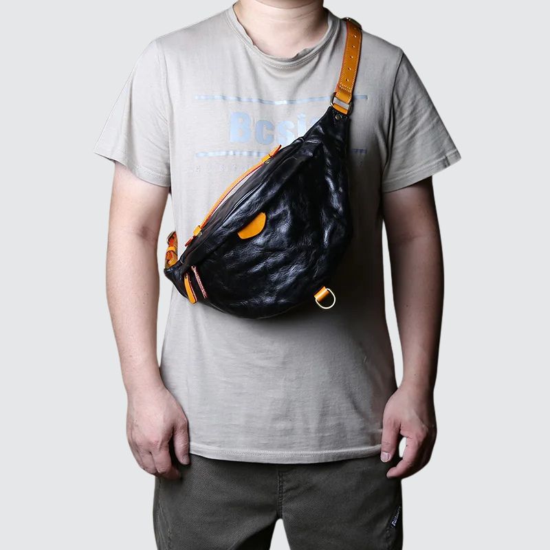 accessoire en cuir aspect froissé