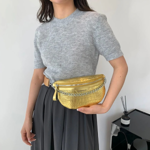 sac banane en cuir brillant