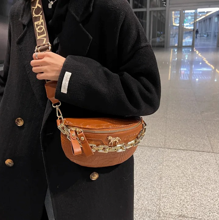 élégant sac banane en cuir