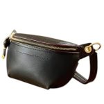 Sac banane noir femme en cuir élégant