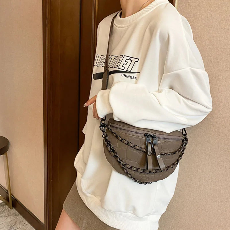 sac cuir à trois chaînes
