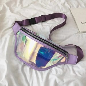 Détails du sac banane transparent effet brillant