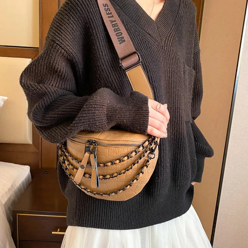 sac banane femme cuir trois chaînes