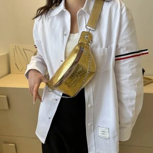 sac banane cuir effet crocodile