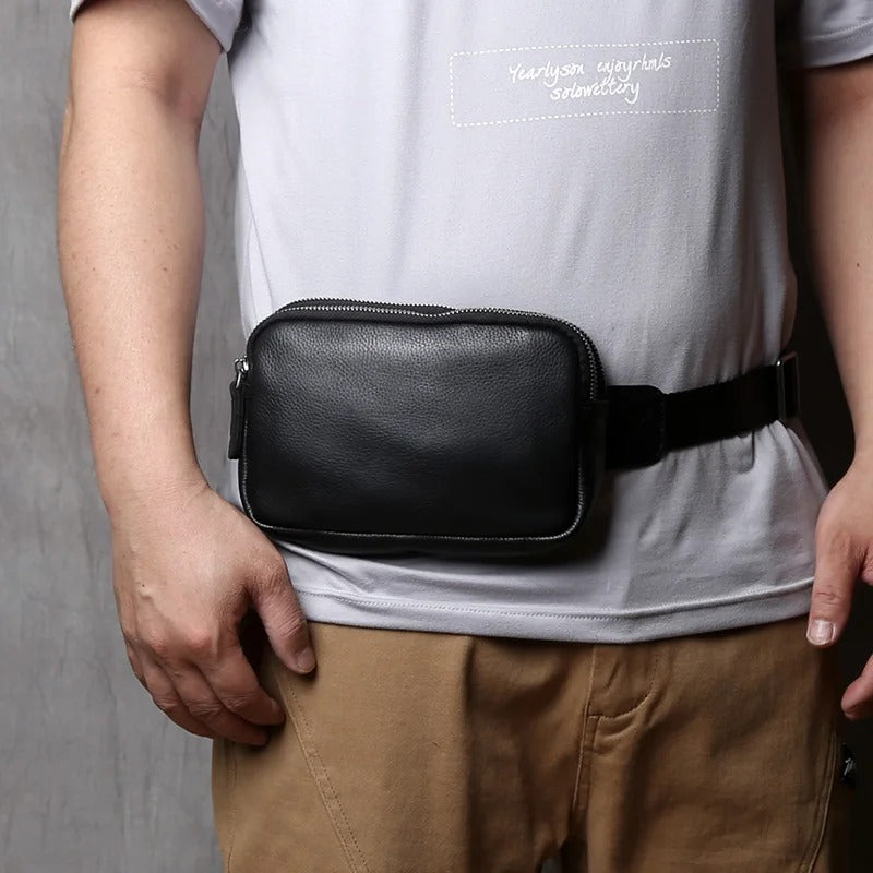 accessoire cuir double poche