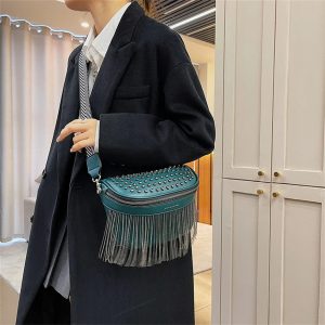 sac en cuir à franges