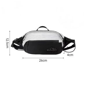 Vue de face d'une sac banane sport bicolore avec poches zippées