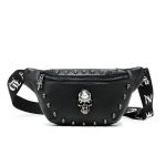 Sac banane en cuir avec motif tête de mort élégant