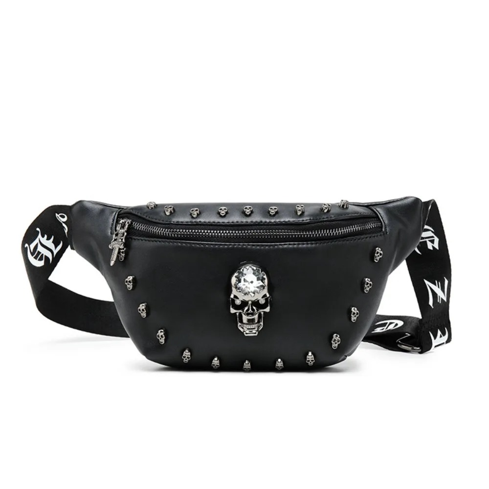 Sac banane en cuir avec motif tête de mort élégant
