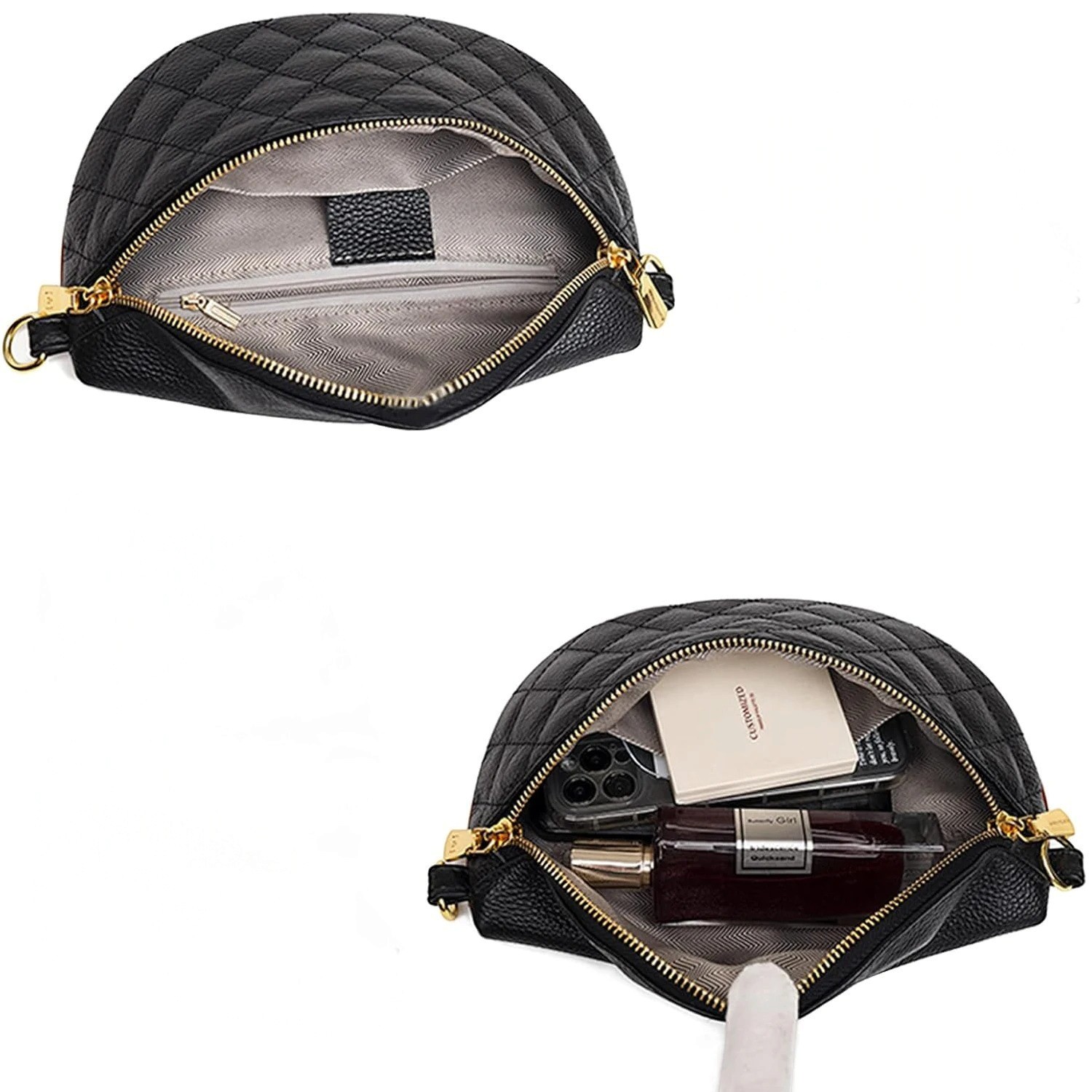 Détails du sac banane cuir femme matelassé élégant