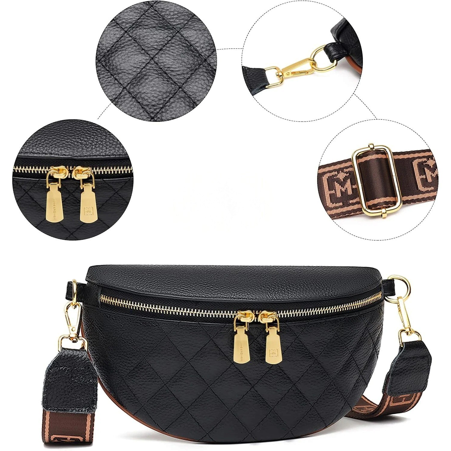 Sac banane cuir femme matelassé avec fermeture pratique