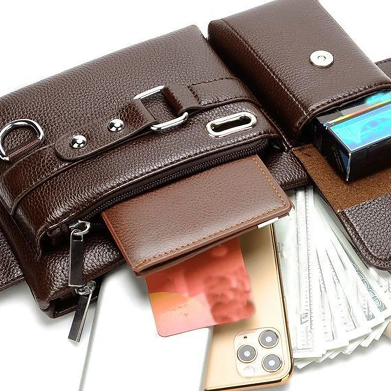 Sac banane homme en cuir souple pour accessoires mode