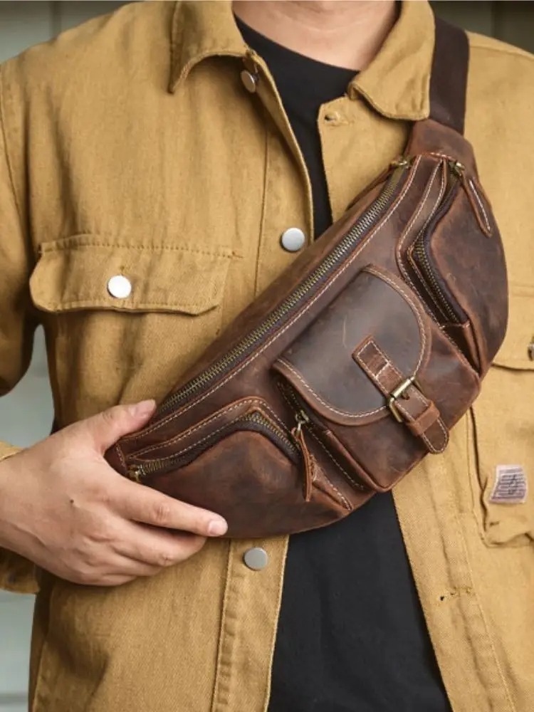 Sac Banane Homme en Cuir Vintage
