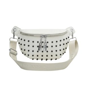 Sac banane femme en cuir avec clous élégante