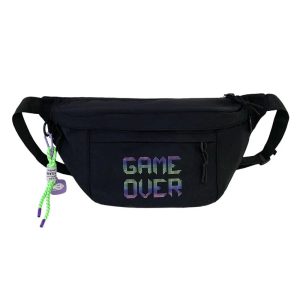Grand sac banane tendance en cuir noir pour femme