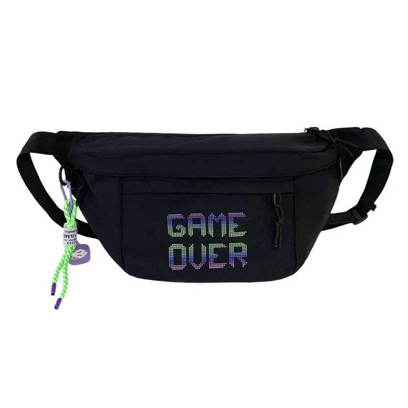 Grand sac banane tendance en cuir noir pour femme