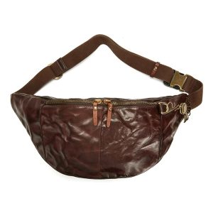 Sac banane homme luxe en cuir froissée élégant et sophistiqué