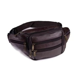 Sac banane homme en cuir avec plusieurs poches pour accessoires