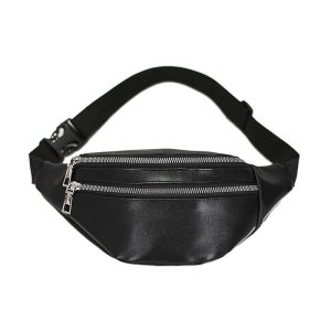 Sac banane en cuir lisse marron prêt à porter mode élégante
