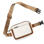 Sac banane en cuir bicolore pour femme avec fermeture sécurisée
