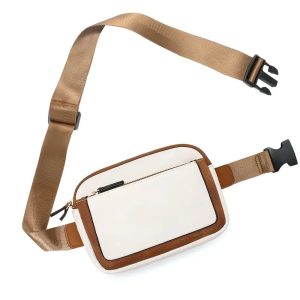 Sac banane en cuir bicolore pour femme avec fermeture sécurisée