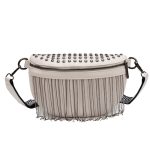Sac banane femme à franges en cuir avec bandoulière mode tendance