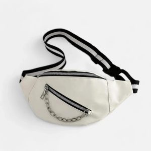 Sac banane femme en cuir avec chaîne élégante
