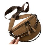 Sac banane femme en cuir avec trois chaînes dorées élégantes