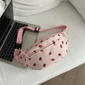 sac banane univers en velours côtelé fruit fraise