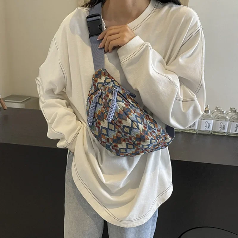 sac banane mode en velours côtelé Bohemia pour femme