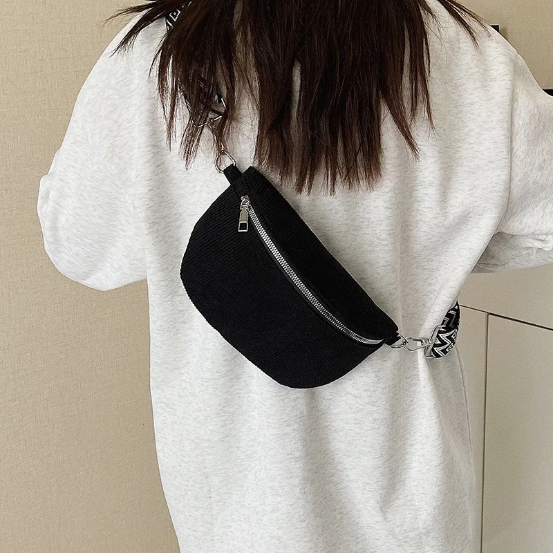 sac banane mode en velours côtelé pour femme
