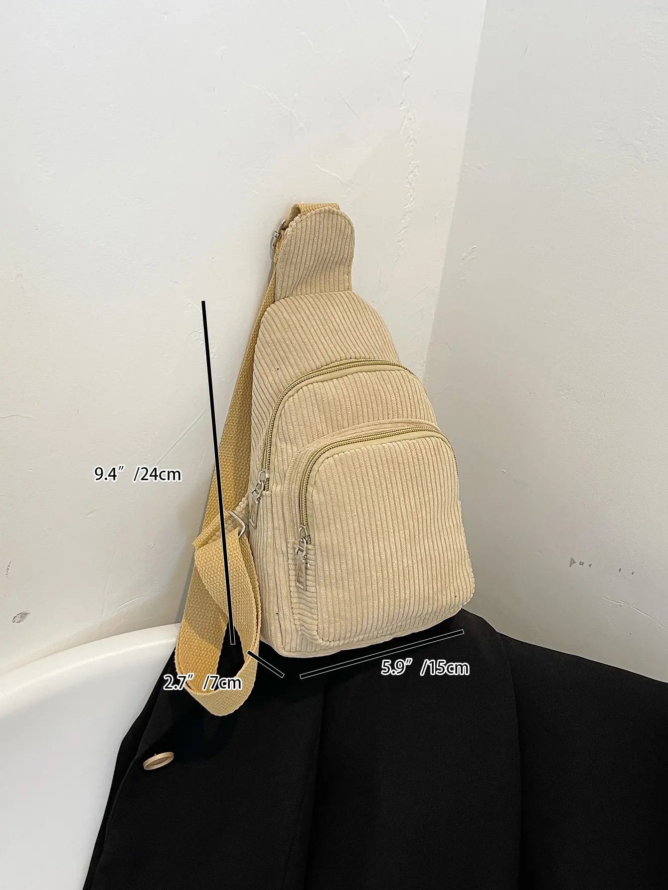 sac banane univers en velours côtelé