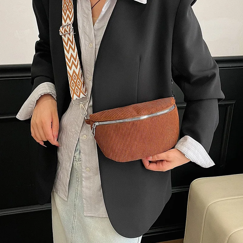 sac banane en velours côtelé unis pour femme
