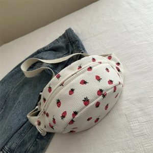 sac banane univers velours côtelé motif fraise