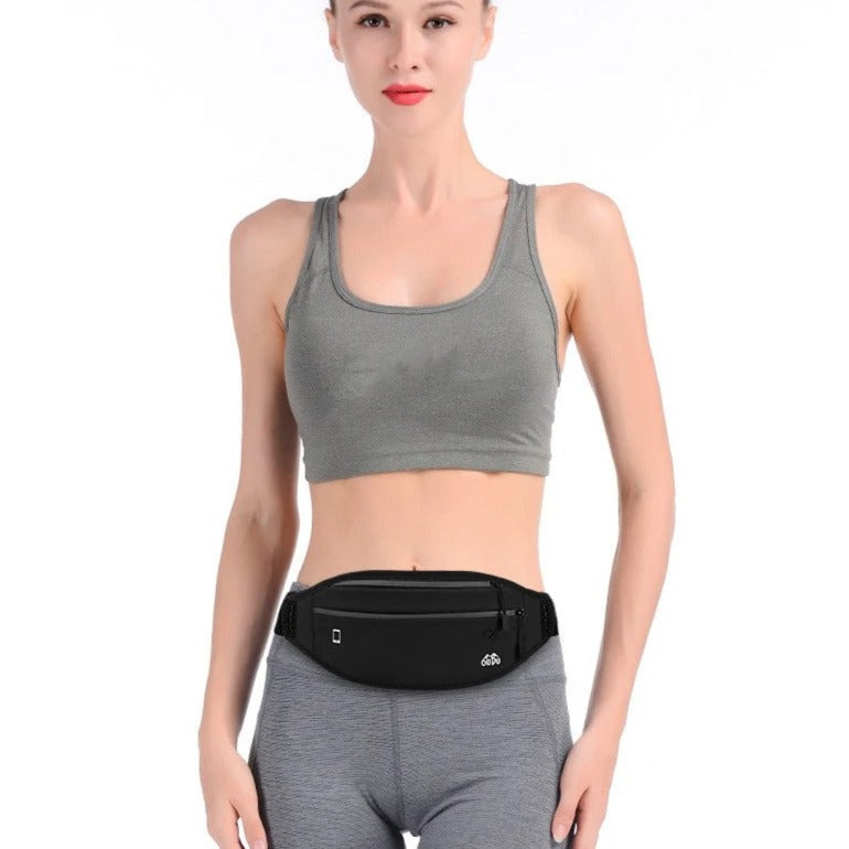 Détail du zippé sécurisé du sac banane sport léger et pratique